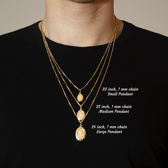 Real Solid 10K Gold Saint Christopher Medium Size Oval Pendant Stamped10K ITALY - Picture 5 of 5